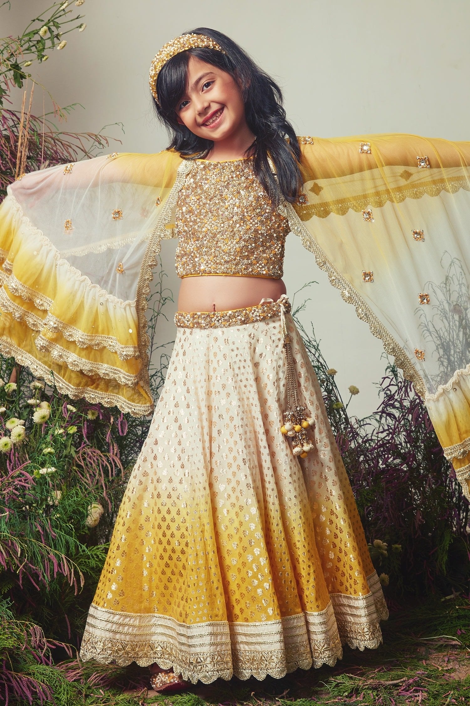 Designer Embroidered lehenga with blouse and dupatta by Priyanka Jain Online at Scrollnshops